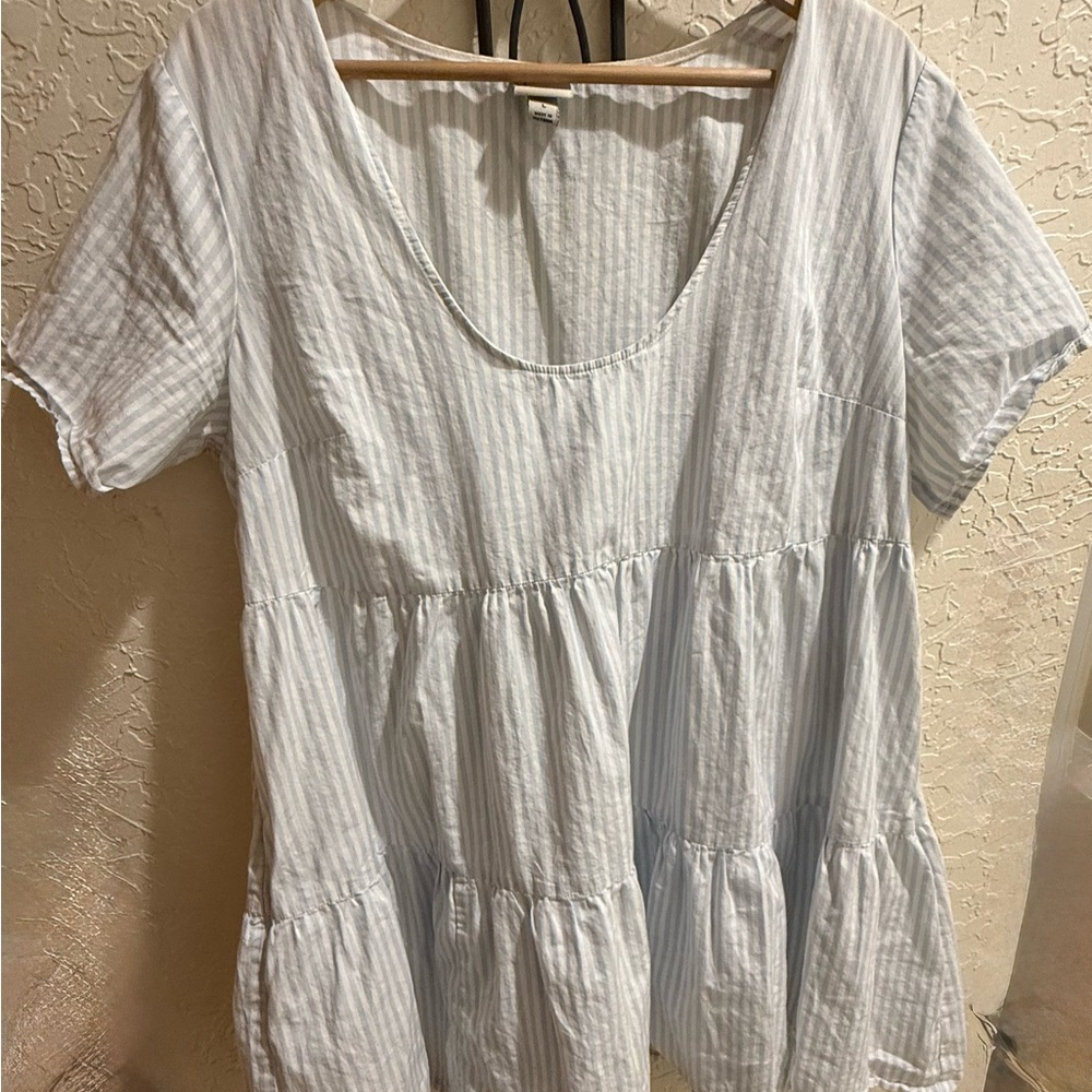a new day Light Blue Striped Blouse